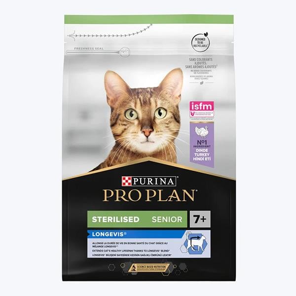 Pro Plan Senior 7+ Hindili Kısırlaştırılmış Yaşlı Kedi Maması 3Kg