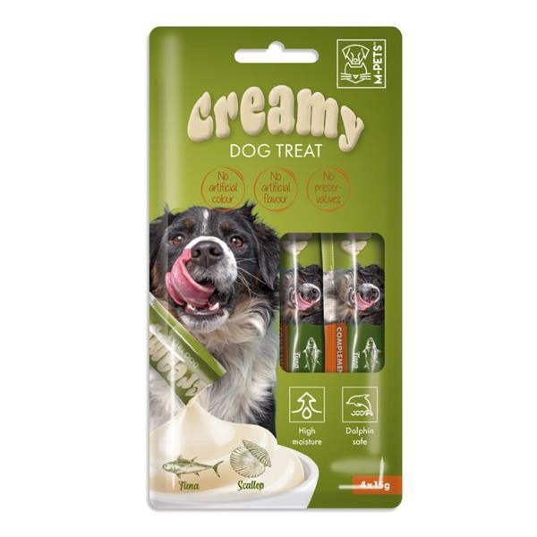 M-Pets Creamy Ton Balıklı ve Deniz Taraklı Köpek Ödülü 4x15gr