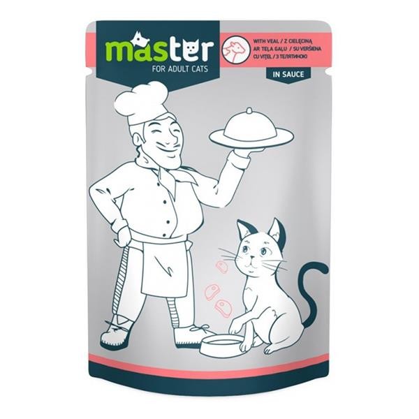 Master Pouch Soslu Dana Etli Yetişkin Kedi Maması 80gr x 24 Adet