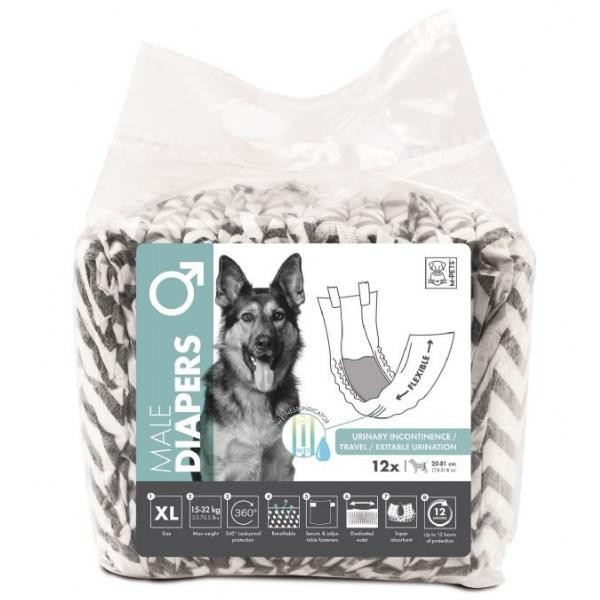 M-Pets Diapers Erkek Köpekler İçin XL 12'li Külot