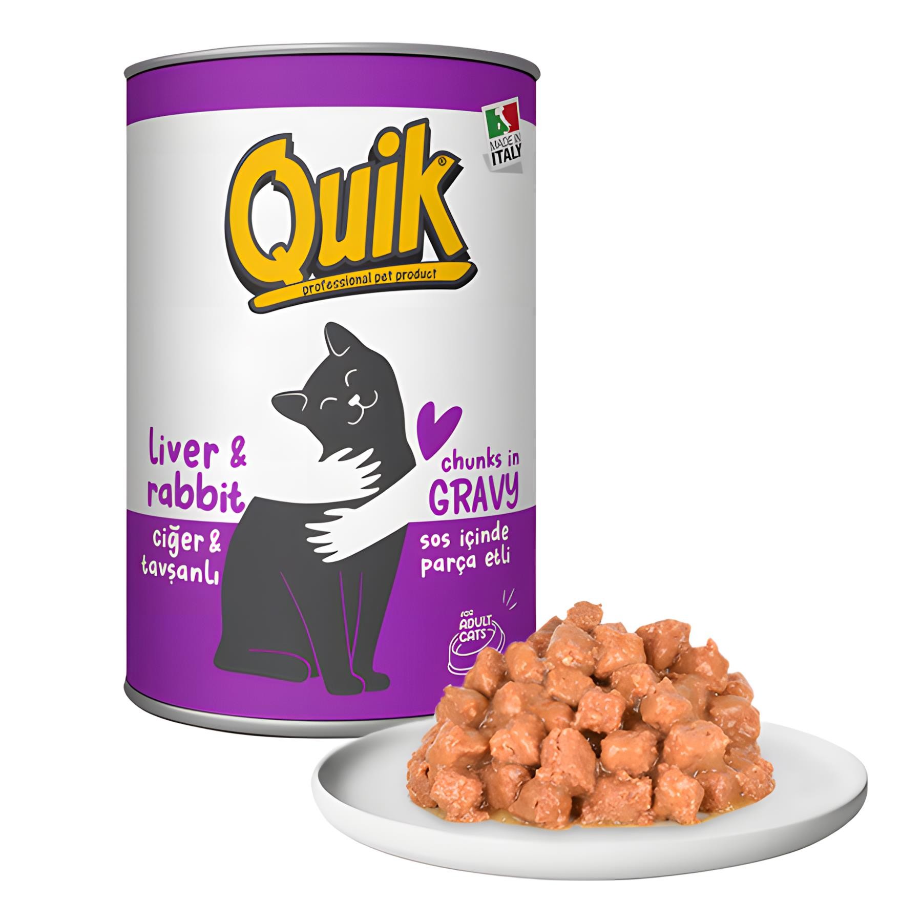 Quik Tavşan ve Ciğerli Yetişkin Konserve Kedi Maması 415gr