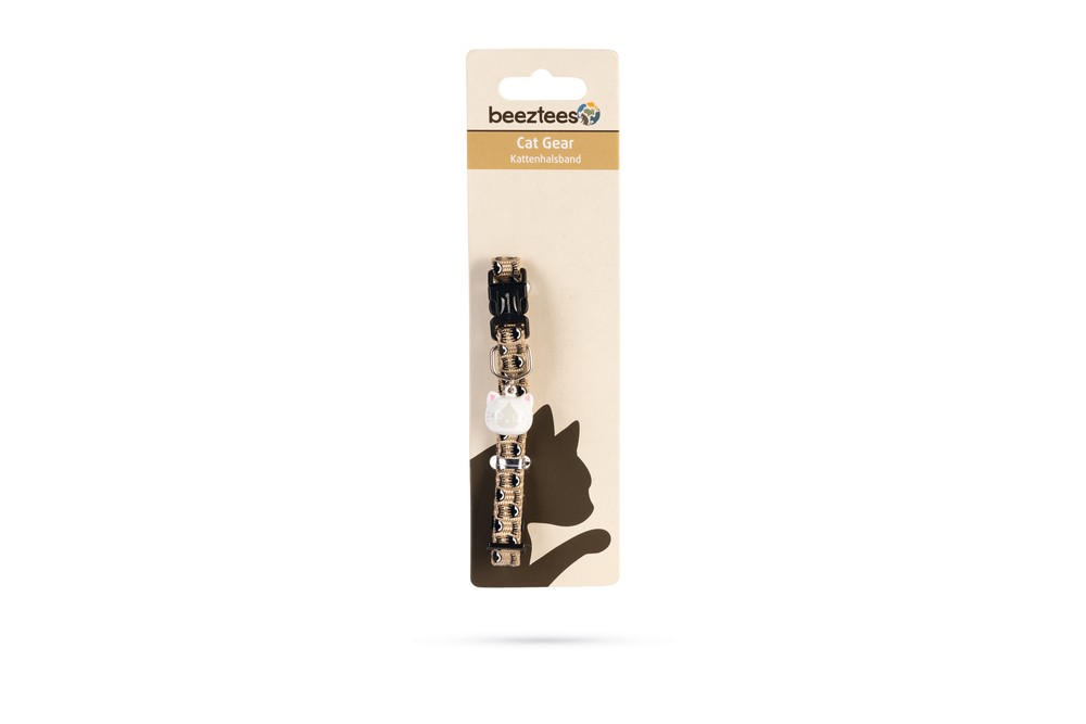 Beeztees Kedi Boyun Tasması, Zilli, Bej, 20-30cm