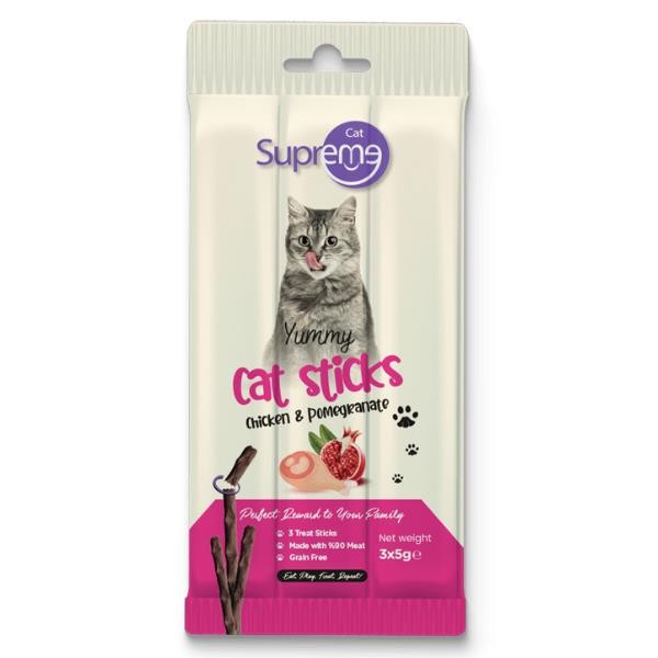 Supreme Cat Sticks Tavuklu ve Narlı Kedi Ödül Çubukları 3x5gr