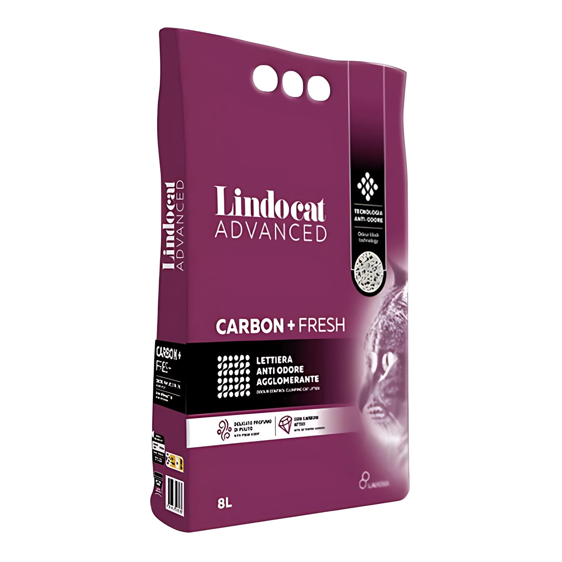Lindocat Advanced Aktif Karbonlu ve Fresh Kokulu Kalın Taneli Topaklanan Kedi Kumu 8L