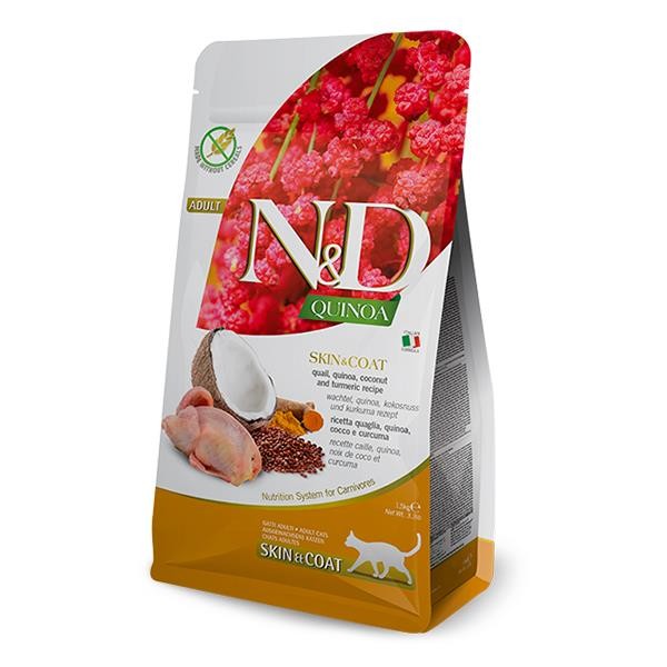 ND Quinoa Skin Coat Hindistan Cevizli Bıldırcınlı Tahılsız Yetişkin Kedi Maması 5Kg