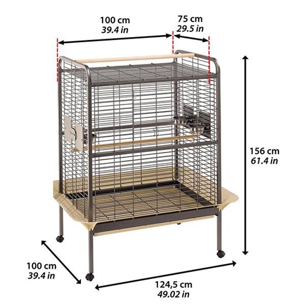 Ferplast Expert 100 Büyük Papağan Kafesi Siyah 124x100x156Cm