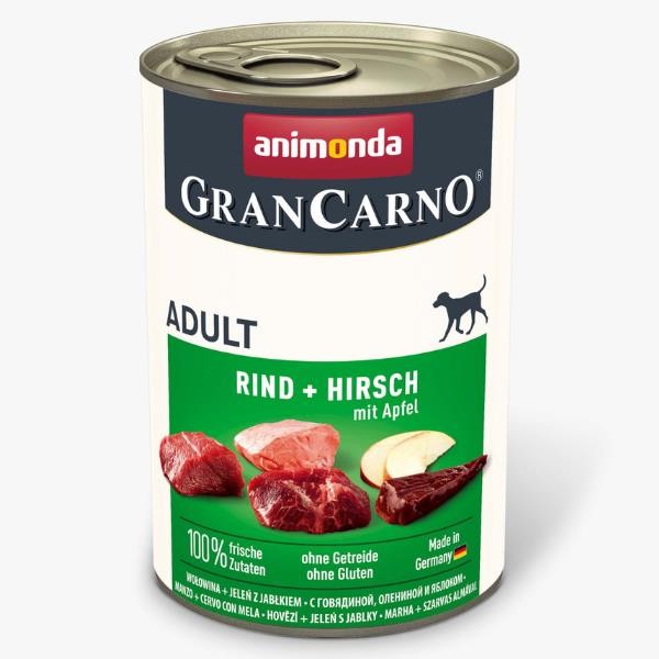Animonda Gran Carno Adult Sığır&Geyik Etli ve Elmalı Yetişkin Köpek Konservesi 400gr