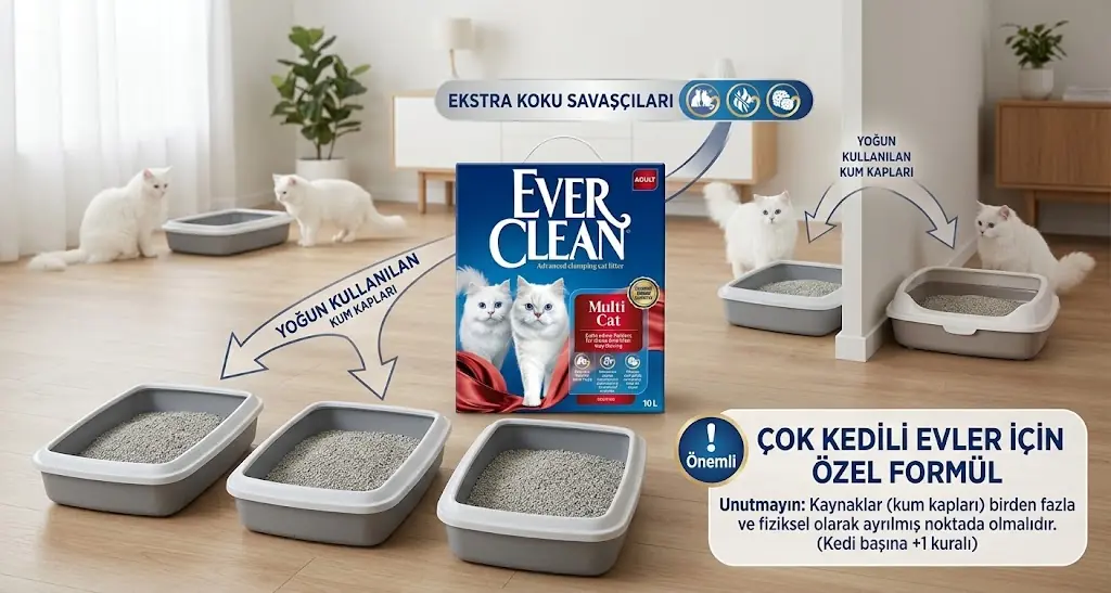 &nbsp; Multiple Cat, çok kedili evler ve yoğun kullanılan kum kapları için formüle edilmiş; ek koku kontrol bileşenleri ve güçlü topaklanma özelliği sunan bir seçenektir&nbsp; &nbsp;