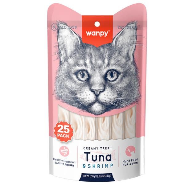 Wanpy Ton Balıklı ve Karidesli Sıvı Kedi Ödülü 25x14 Gr