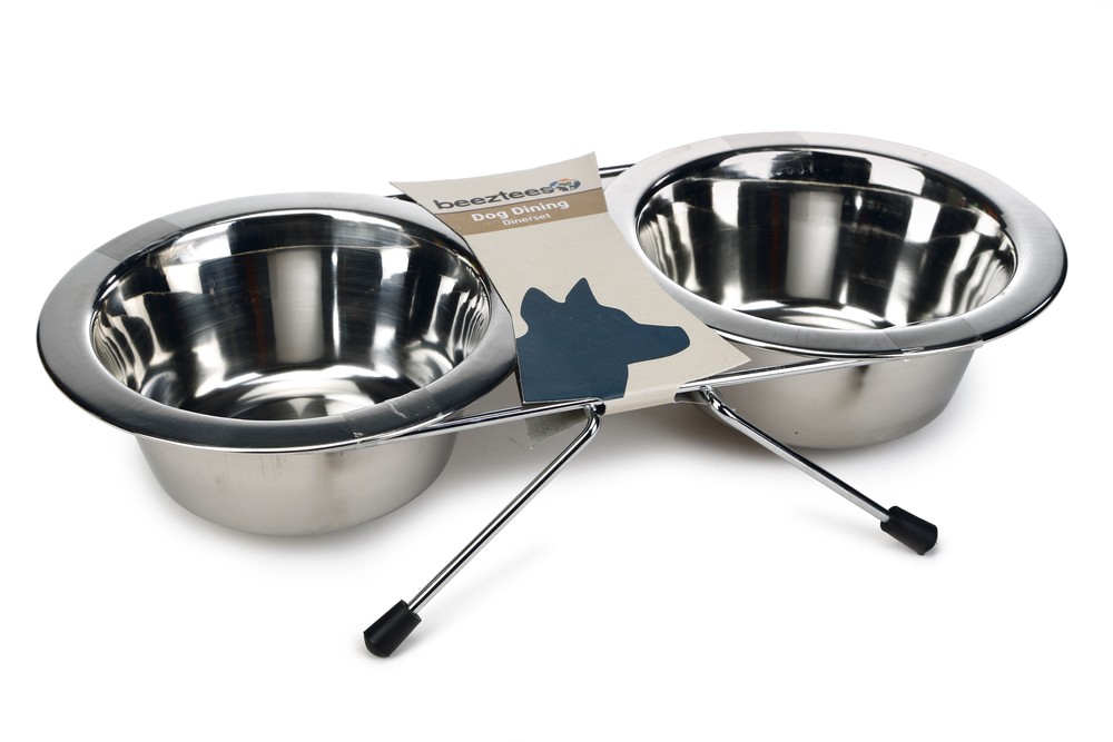 Beeztees Köpek İkili Mama Su Kabı, Paslanmaz Çelik, 13cm, 2x450ml
