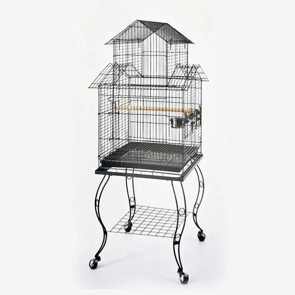 QH Pet Cage Sehpalı Demir Dövme Papağan Kafesi 51x51x139cm