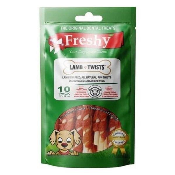 Freshy Lamb Twist Kuzulu Burgu Çubuk Köpek Ödülü 10lu