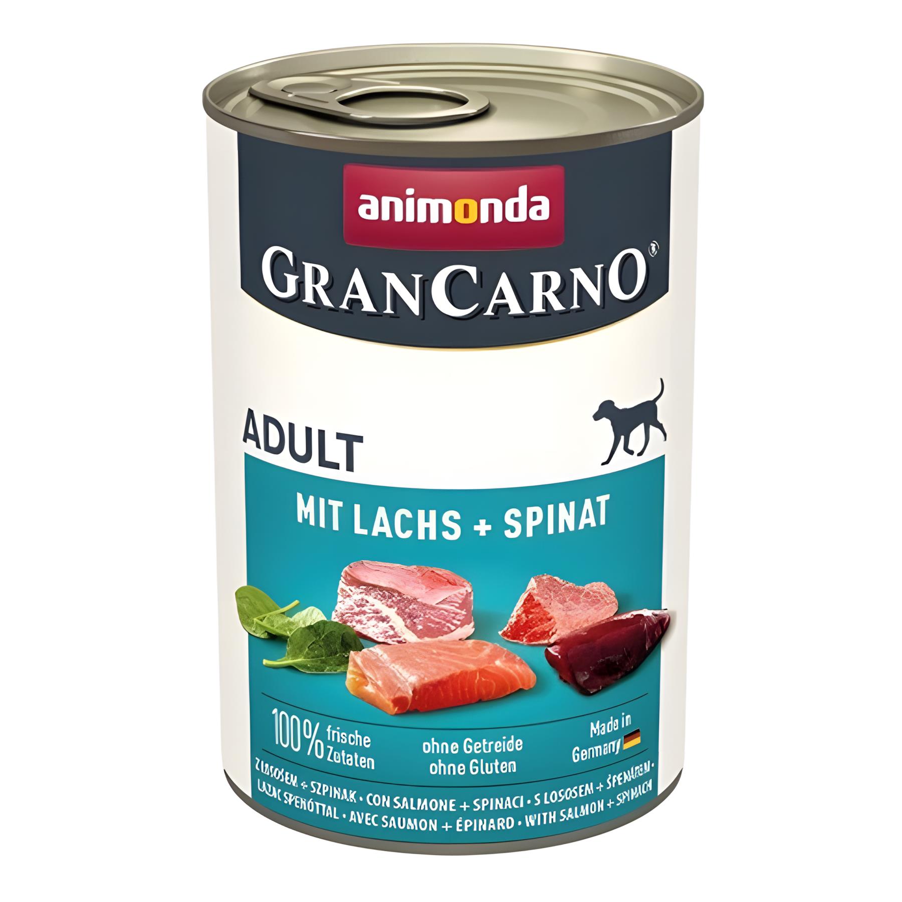 Animonda Gran Carno Adult Somonlu ve Ispanaklı Yetişkin Köpek Konservesi 400gr