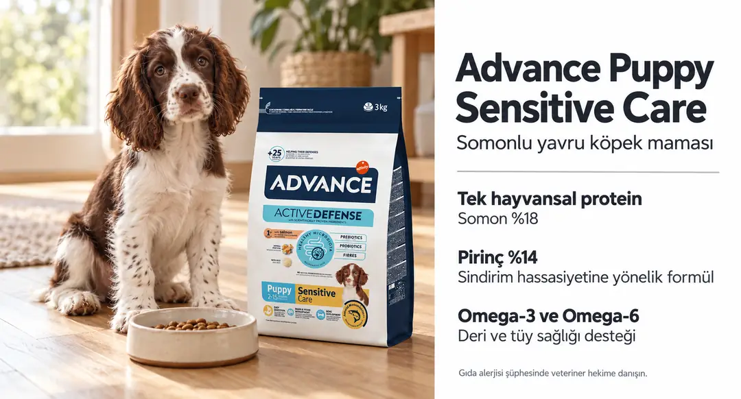 &nbsp; Advance Puppy Sensitive Care, sindirim hassasiyeti olan yavrular için tek hayvansal protein kaynağı olarak somon kullanan bir seçenektir.