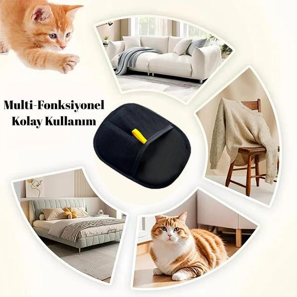 Atakan Petshop Kedi Köpek Tüy Toplama Eldiveni Gri