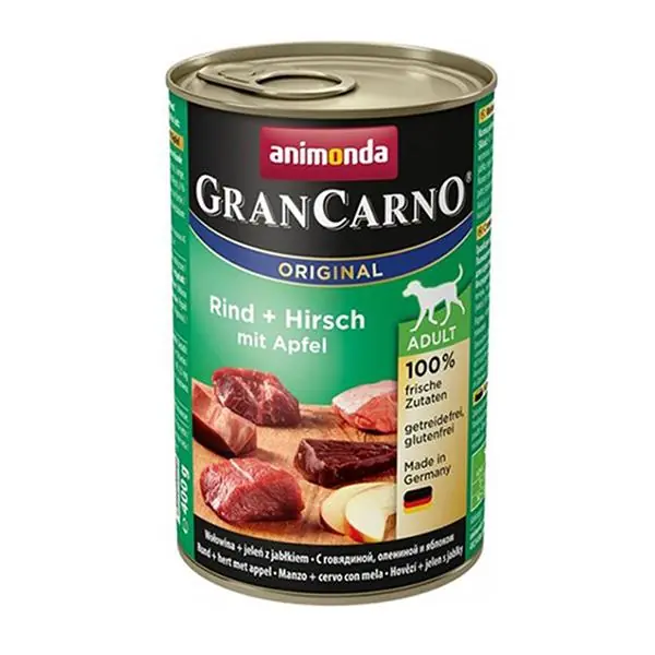 Animonda Gran Carno Sığır Eti Geyik Eti ve Elmalı Köpek Konservesi 400gr 6 Al 5 Öde