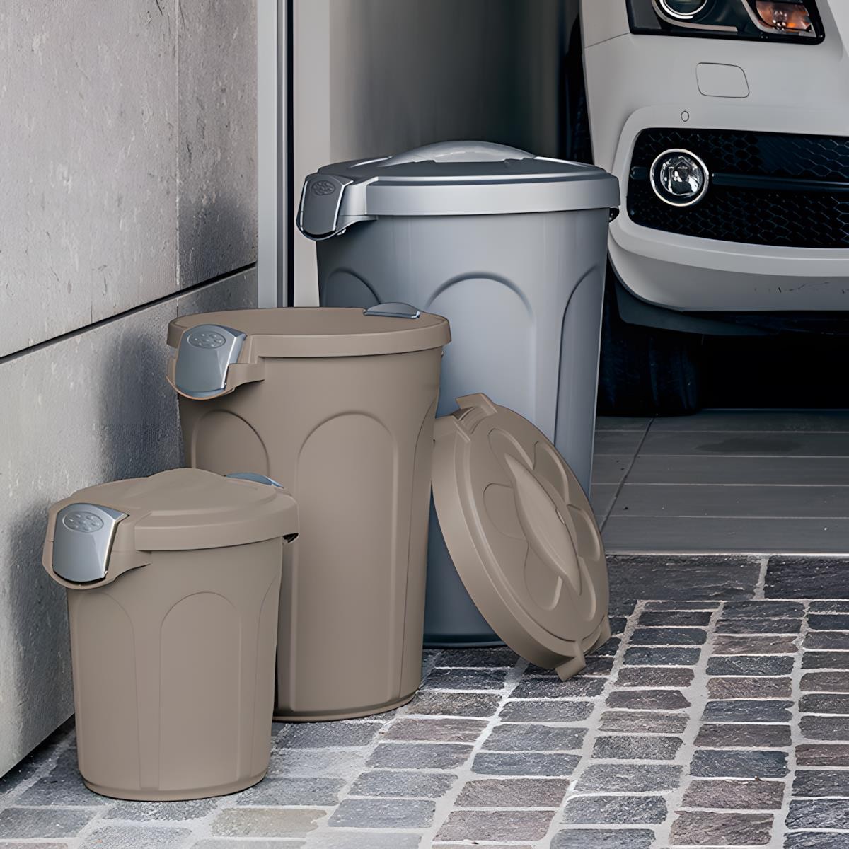 Stefanplast Speedy Yuvarlak Mama Saklama Kabı Gri 8Lt