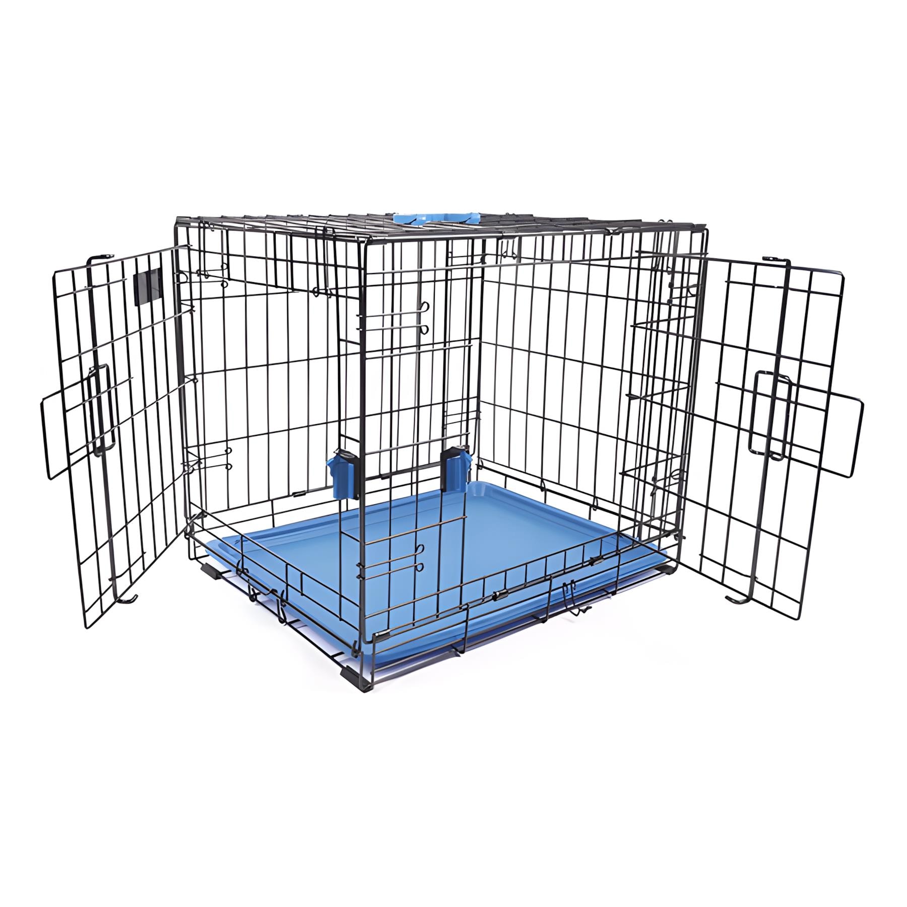 M-Pets Voyager Katlanır Metal Köpek Kafesi 2 Kapılı Mavi 106x71x76Cm