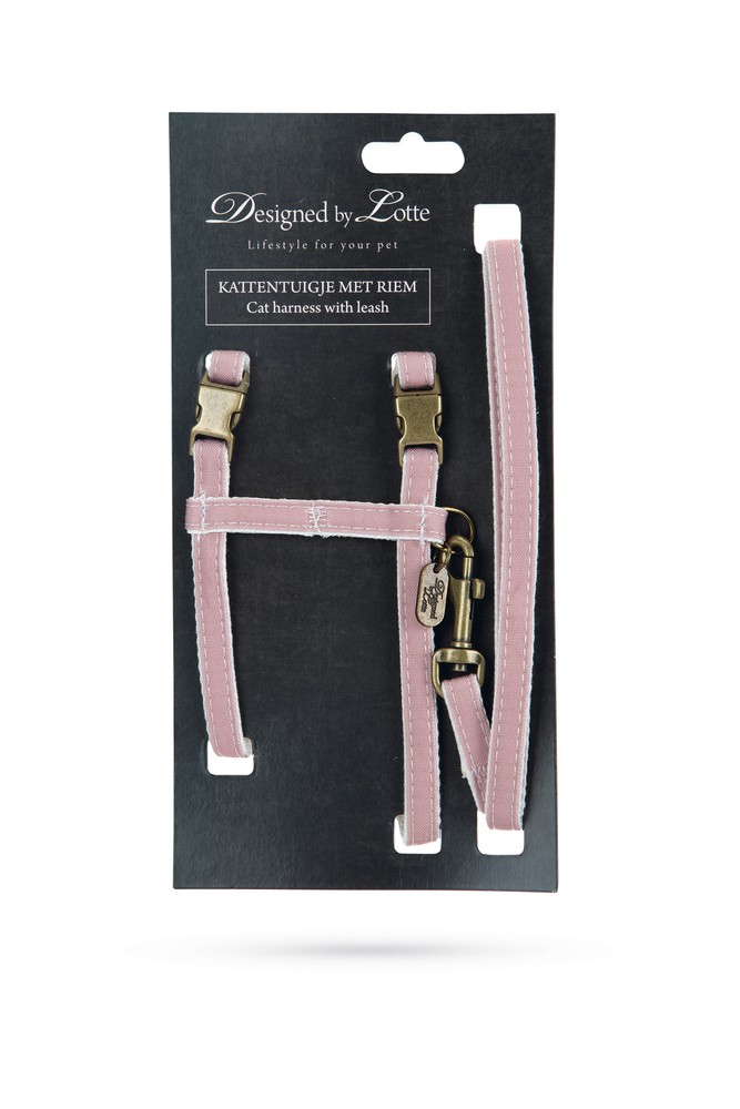Beeztees DBL Kedi Göğüs Tasması ve Gezdirme Kayışı, 130cm, Pudra Pembe, 27-45cm