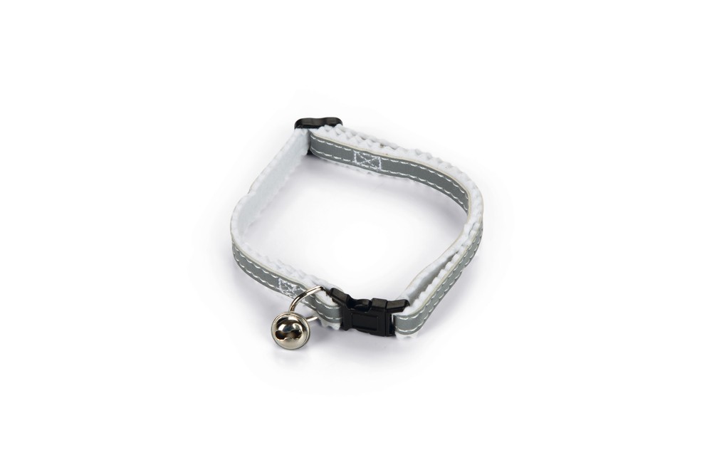Beeztees Kedi Boyun Tasması, Fosforlu Gri Beyaz, 24,5-29,5cm