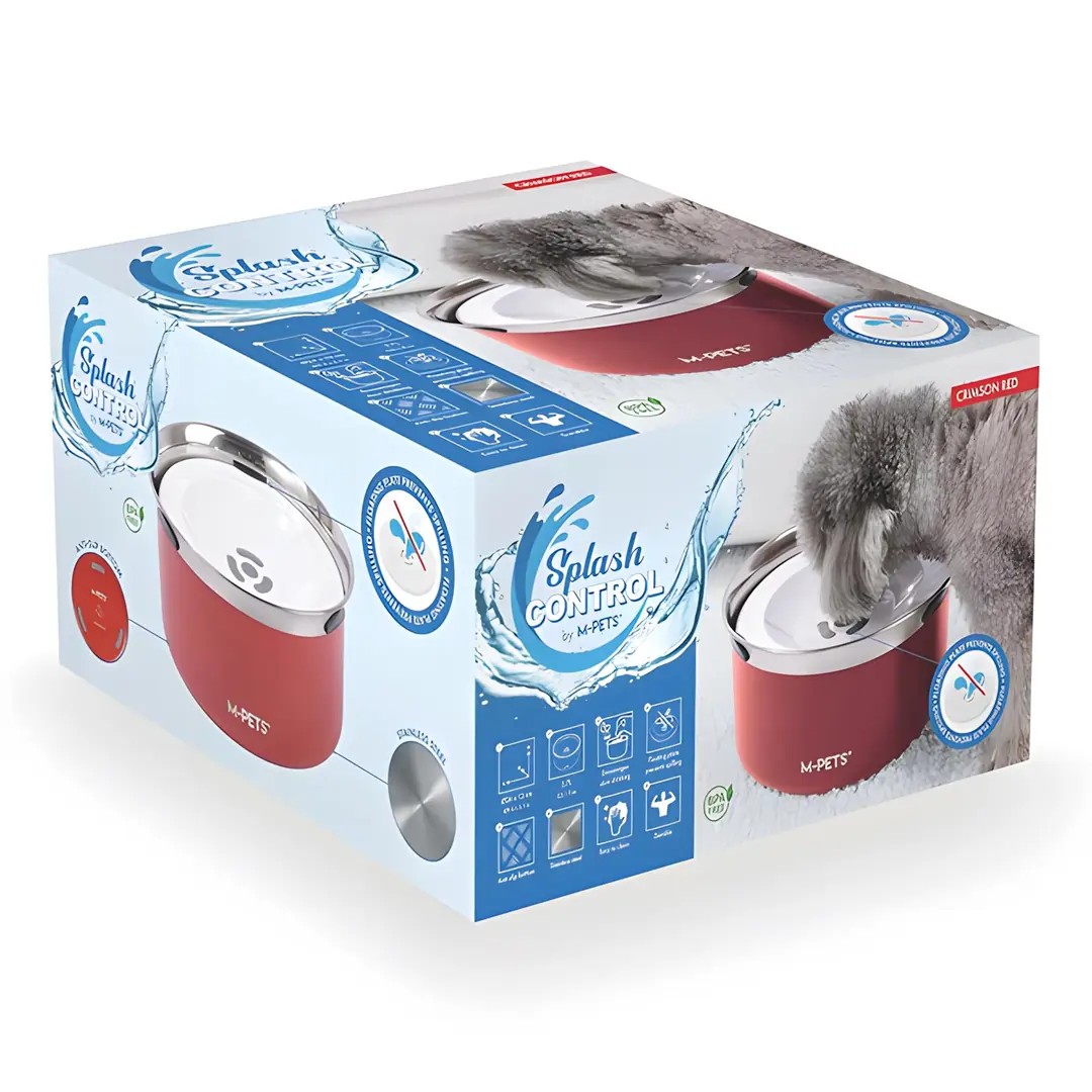M-Pets Splash Control Metal Su Kabı 3,7 Litre Red