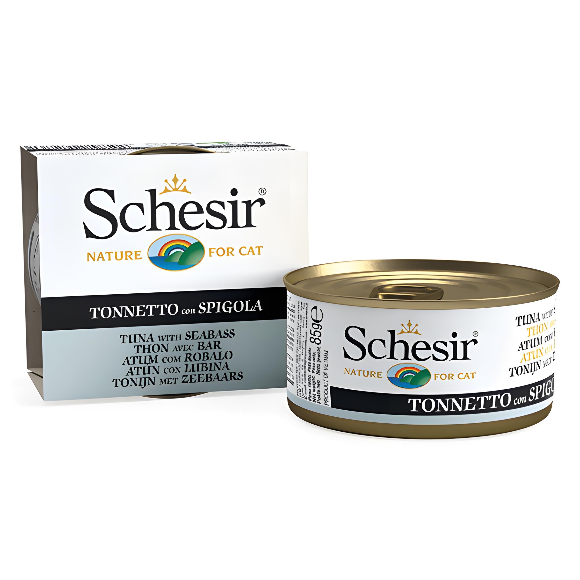 Schesir Jöle İçinde Ton Balıklı ve Levrekli Yetişkin Kedi Konservesi 85gr