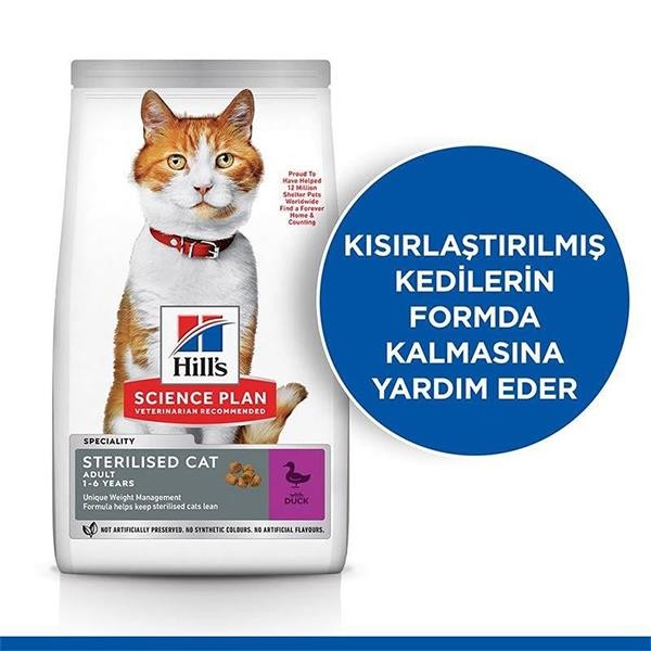 Hills Kısırlaştırılmış Ördekli Yetişkin Kedi Maması 8+2Kg Bonus Paket