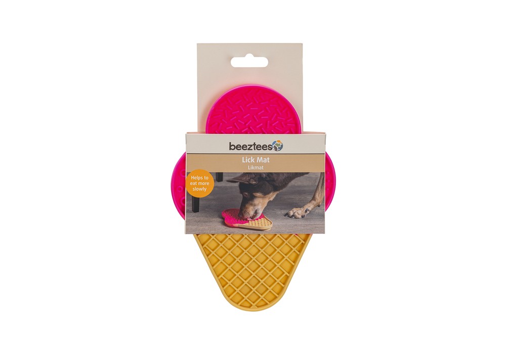 Beeztees Yavru Köpek Yaş Mama Yeme Oyuncağı, Dondurma Şeklinde, Silikon, Pembe, 21x15cm