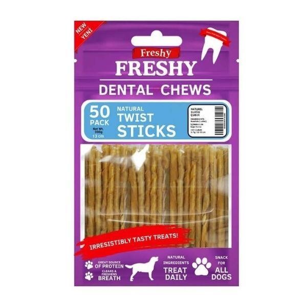 Freshy Dental Twist Doğal Burgu Çubuk Köpek Ödülü 300gr 50li