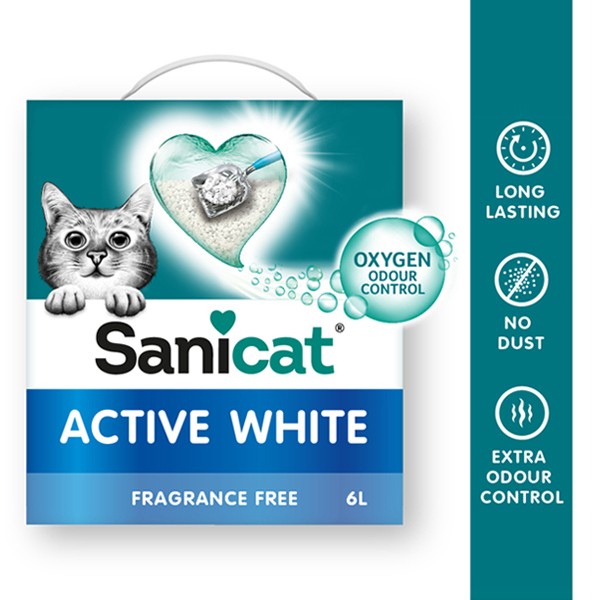 Sanicat Active White Topaklanan Kedi Kumu Kokusuz 6 Lt