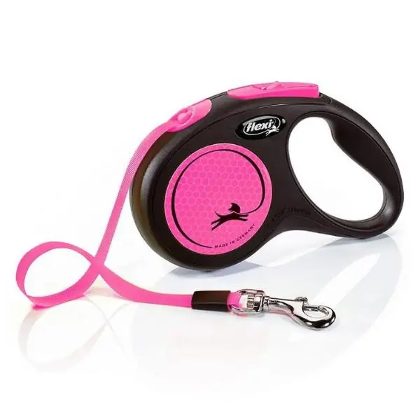 Flexi Neon Reflektörlü 5M Şerit Small Pembe Gezdirme Tasması