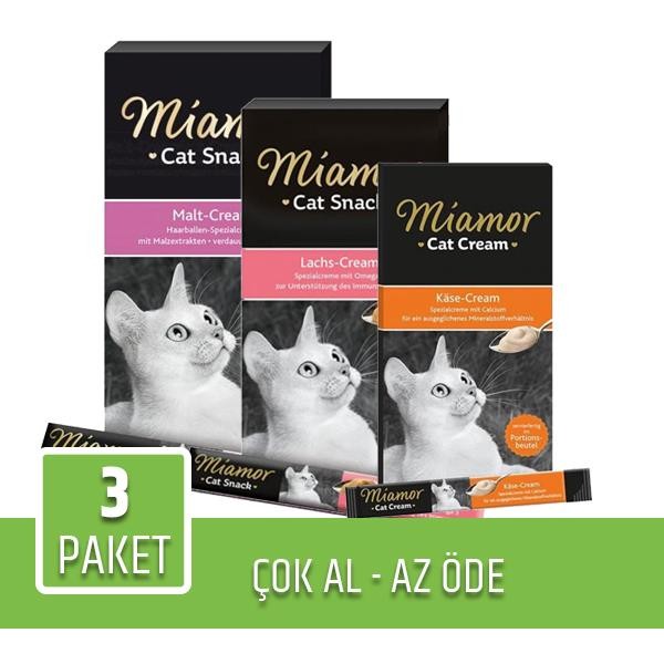 Miamor Cream Karışık Kedi Ödülü 3lü Paket