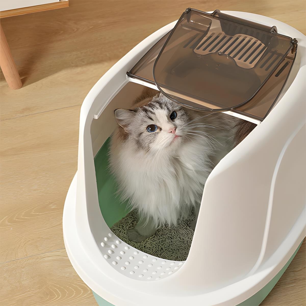 M-Pets Eco Tima Kapalı Kedi Tuvaleti M Yeşil