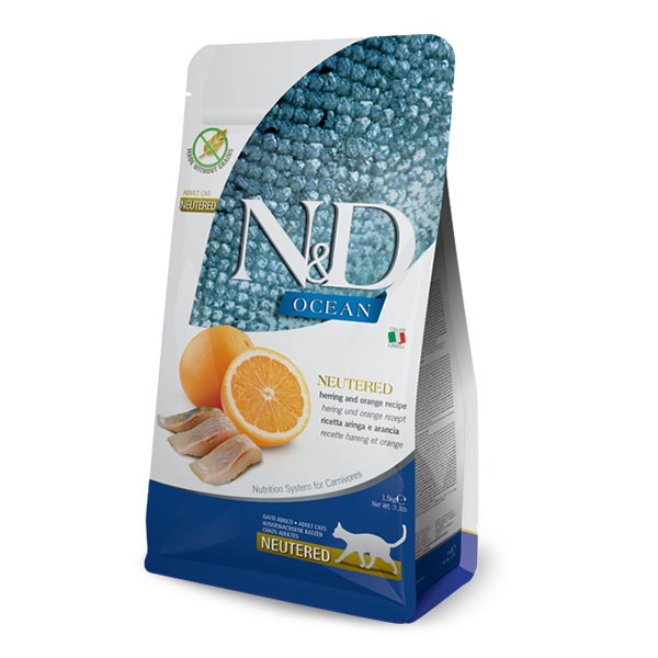ND Ocean Ringa Balığı ve Portakallı Tahılsız Kısırlaştırılmış Kedi Maması 5 Kg