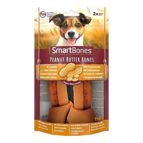 SmartBones Peanut Butter Bones Fıstık Ezmeli Medium Kemik Köpek Ödülü 158Gr 2li