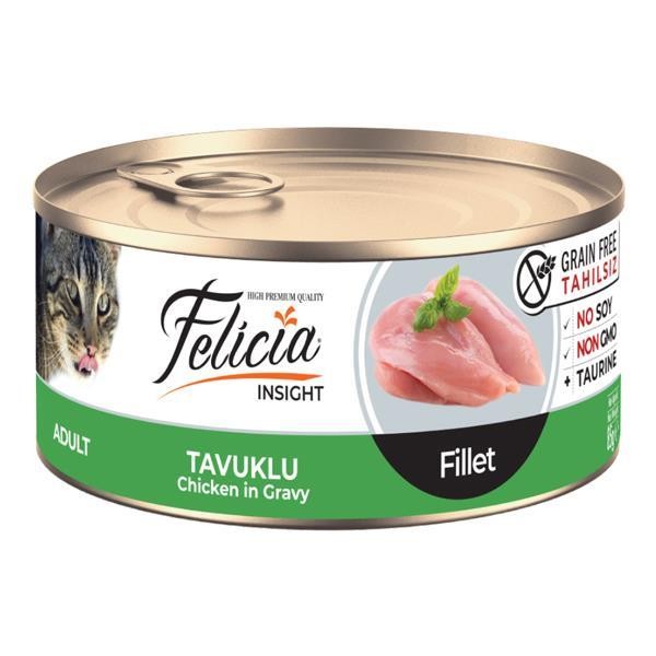 Felicia Fileto Tavuklu Tahılsız Yetişkin Kedi Konservesi 85gr 24'lü
