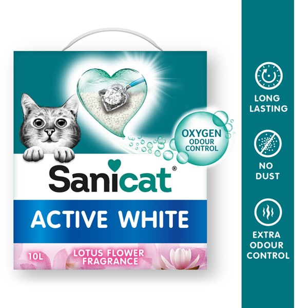 Sanicat Active White Topaklanan Kedi Kumu Lotus Çiçeği Kokulu 10 Lt