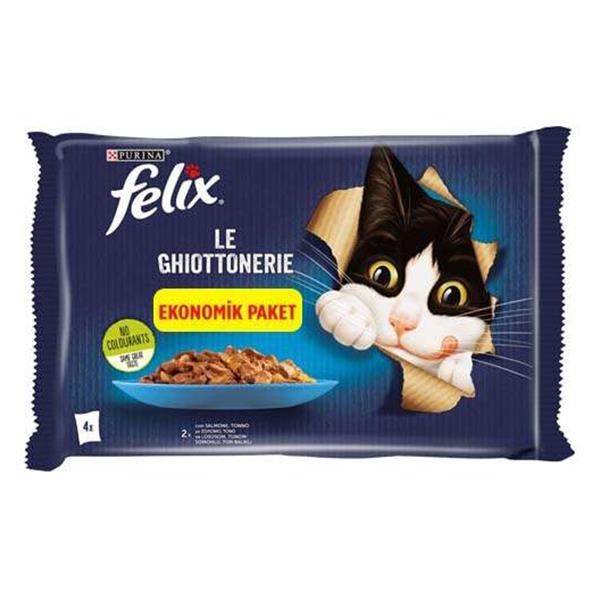 Felix Pouch Somonlu ve Ton Balıklı Yetişkin Kedi Maması 4x85gr