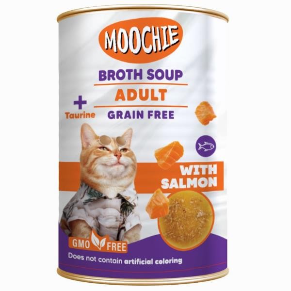 Moochie Somonlu Tahılsız Et Suyu Yetişkin Kedi Çorbası 135ml