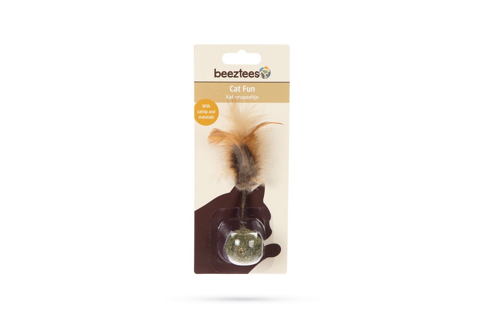 Beeztees Kedi Oyuncağı, Matatabi Ucunda Tüy ve Kediotu Topu, 16cm