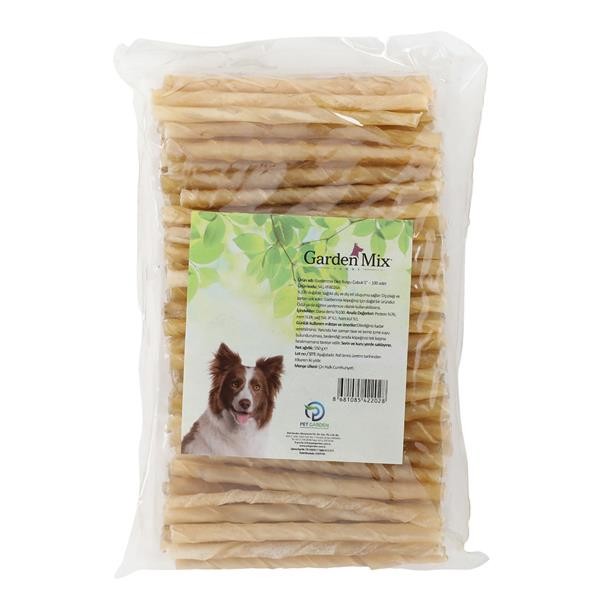 Gardenmix Natural Deri Burgu Stick Köpek Kemiği 5-6gr 100lü Paket