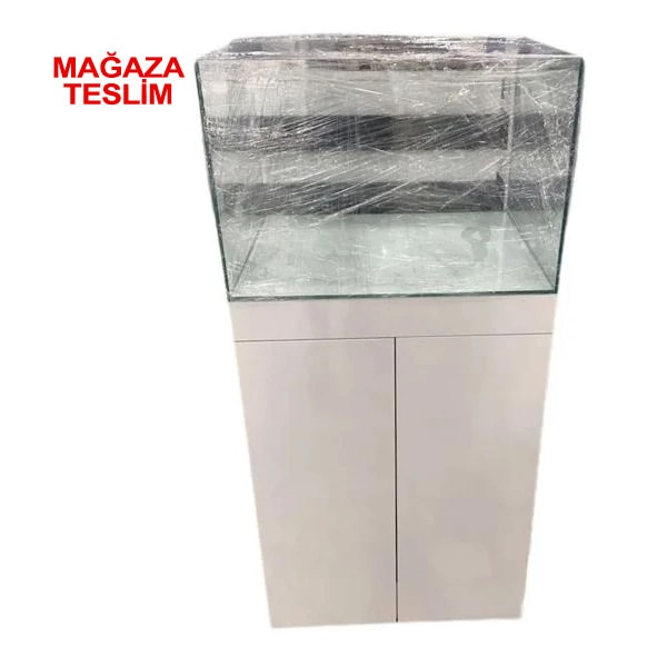 60x40x40 Cm Full Ultra Clear Rodajlı MDF Mobilyalı Cama Cam Akvaryum 8mm