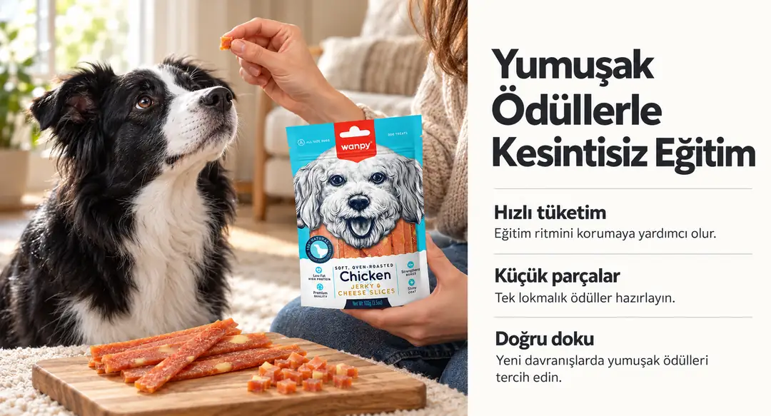 Yumuşak ve hızla yutulabilen ödül mamaları, yeni davranış öğretiminde idealdir&nbsp;&nbsp;