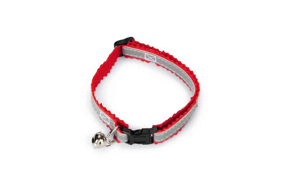 Beeztees Kedi Boyun Tasması, Fosforlu Gri Kırmızı, 24,5-29,5cm