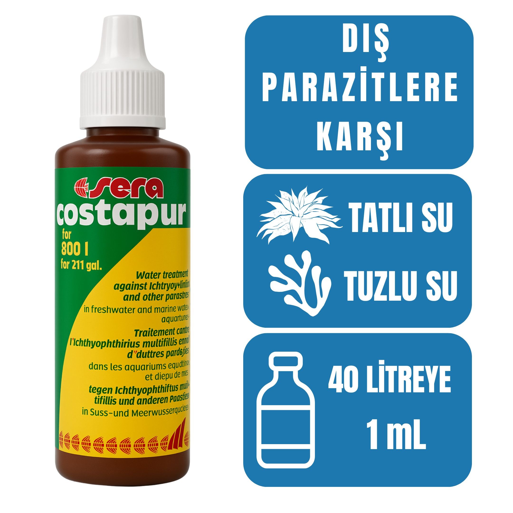 Sera Costapur 50ml Akvaryum Dış Parazit İlacı
