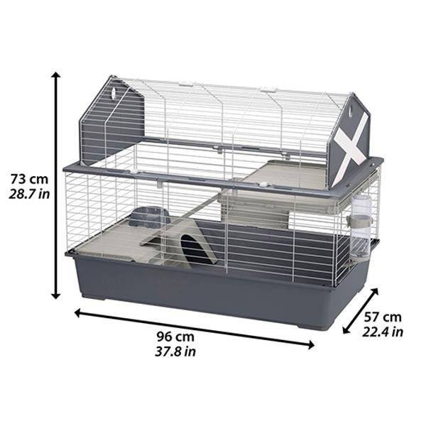 Ferplast Barn 100 Tavşan ve Guinea Pig Kafesi Gri 96x57x73Cm