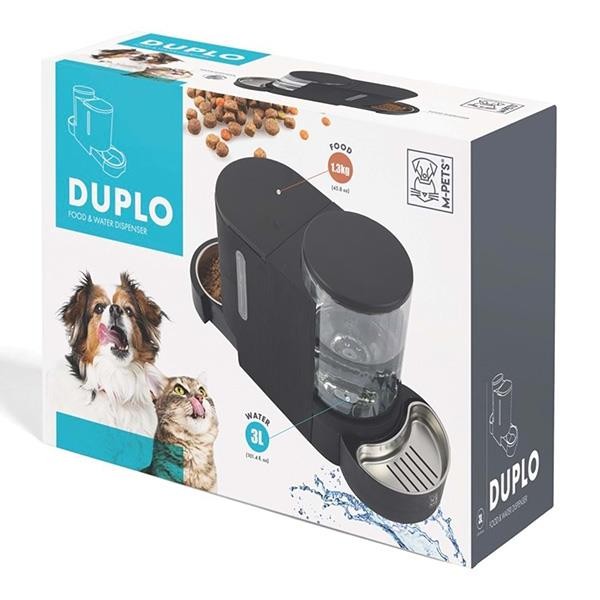 M-Pets Duplo Hazneli Kedi Köpek Mama ve Su Kabı Siyah 3Lt 1,8Kg