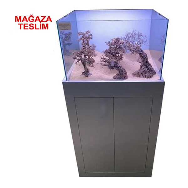 60x50x40 Cm Full Ultra Clear Rodajlı Ağaç Karkas Üstü MDF Mobilya Giydirmeli Cama Cam Akvaryum 8mm