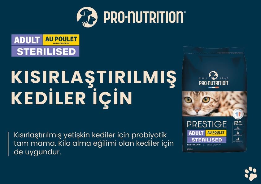 Pro Nutrition Yetişkin Kısırlaştırılmış Tavuklu Kedi Maması Paketten Bölme 1Kg