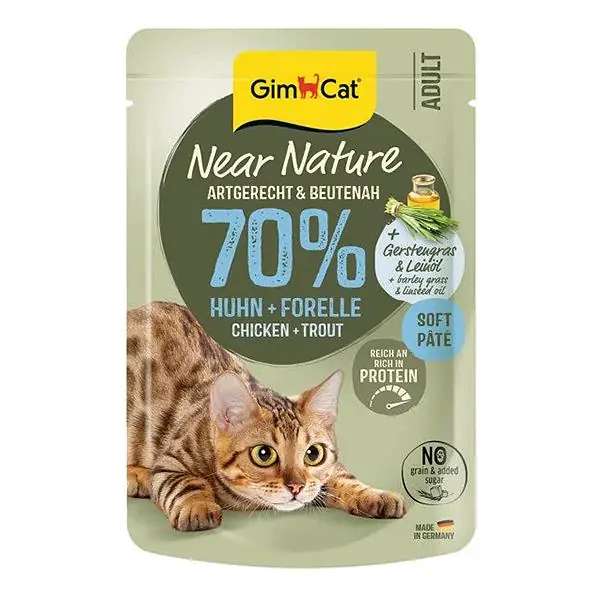 Gimcat Near Nature Pouch Tavuklu ve Alabalıklı Yaş Kedi Maması 85 Gr